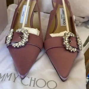 JIMMY CHOO (CHERI )ヒール65 ライラック色サテンクリスタル Jimmy Choo | Shoes | Nwt Jimmy Choo Cheri Sling Back 65 Mm